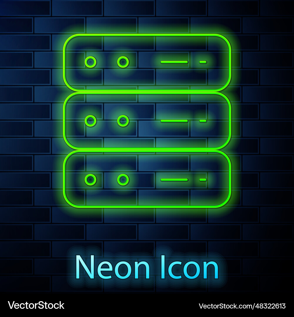 Glowing neon server data web hosting icon Vector Image
