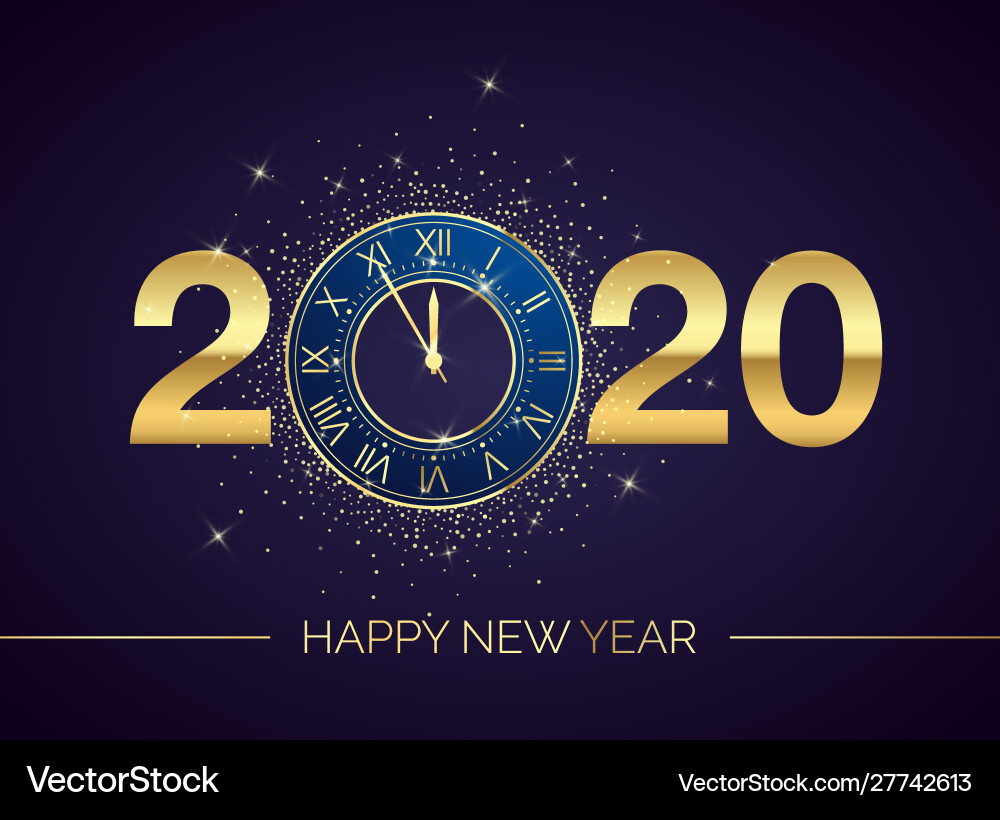 Golden clock dial with numbers 2020 on magic Golden clock dial with numbers 2020 on magic vector image
