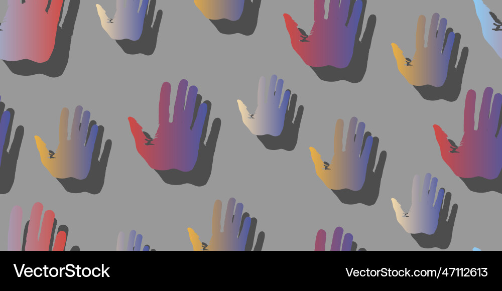 Hands with shadow seamless background of palms Vector Image