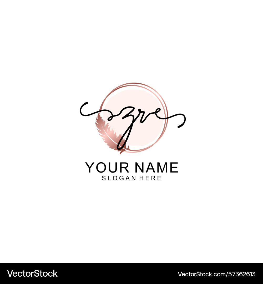 Handwritten zr initial logo with circle Handwritten zr initial logo with circle Vector Image