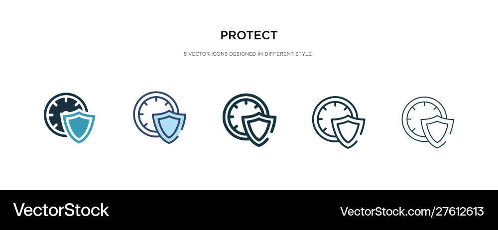 Protect icon in different style two colored Protect icon in different style two colored vector image