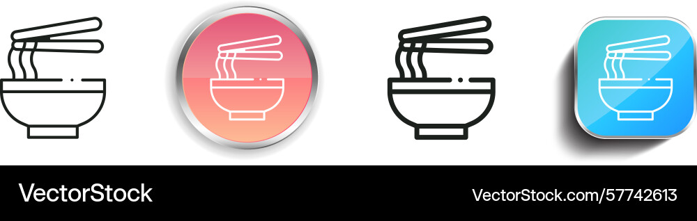 Ramen icon thin linear regular and button style Ramen icon thin linear regular and button style Vector Image