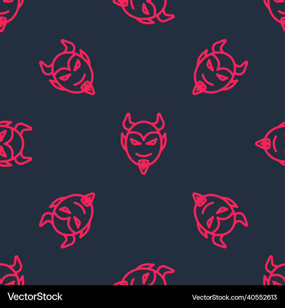 Red line devil head icon isolated seamless pattern Vector Image