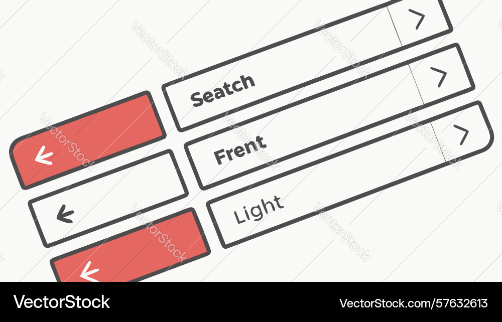 Red web buttons search fields set ui design vector image