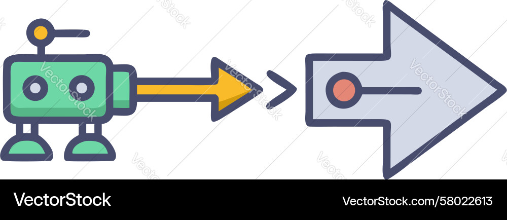 Robot with Forward Arrow - Innovation Vector Image