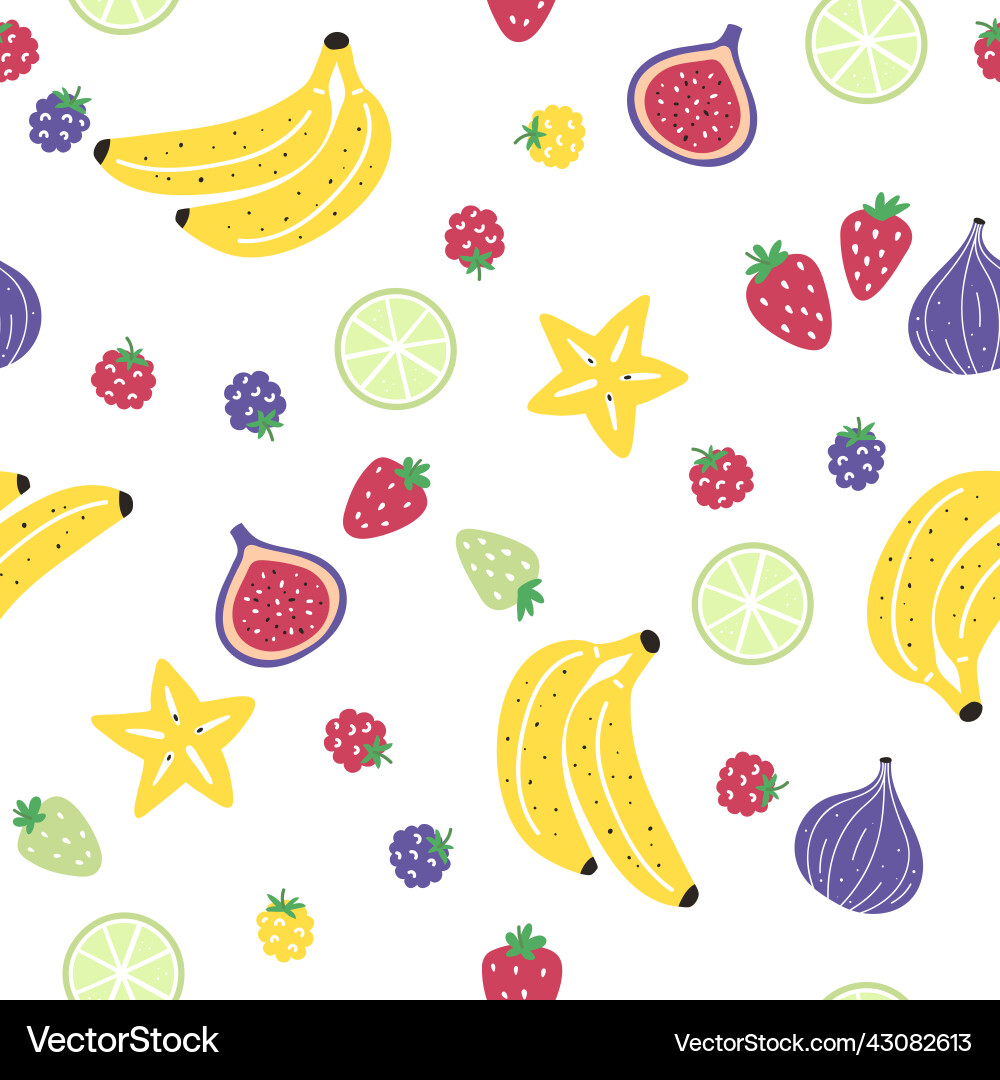 Seamless pattern with different fruits Seamless pattern with different fruits vector image