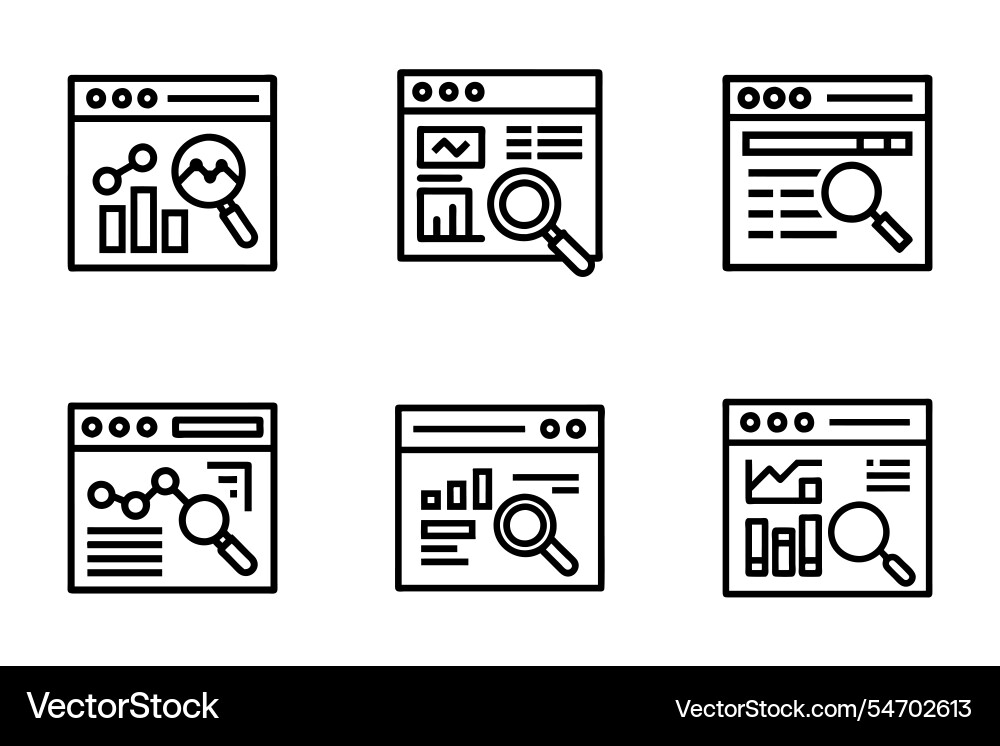 Search analytics icon bundle set in style Search analytics icon bundle set in style vector image