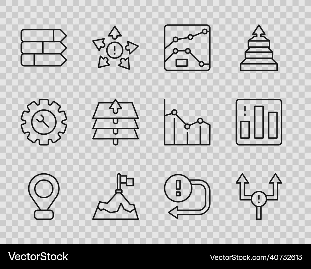 Set line location arrow graph chart diagram Set line location arrow graph chart diagram vector image