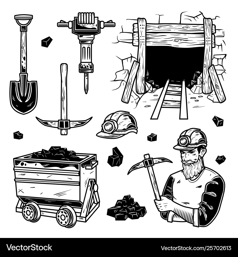 Set Mining Elements Royalty Free Vector Image Vectorstock