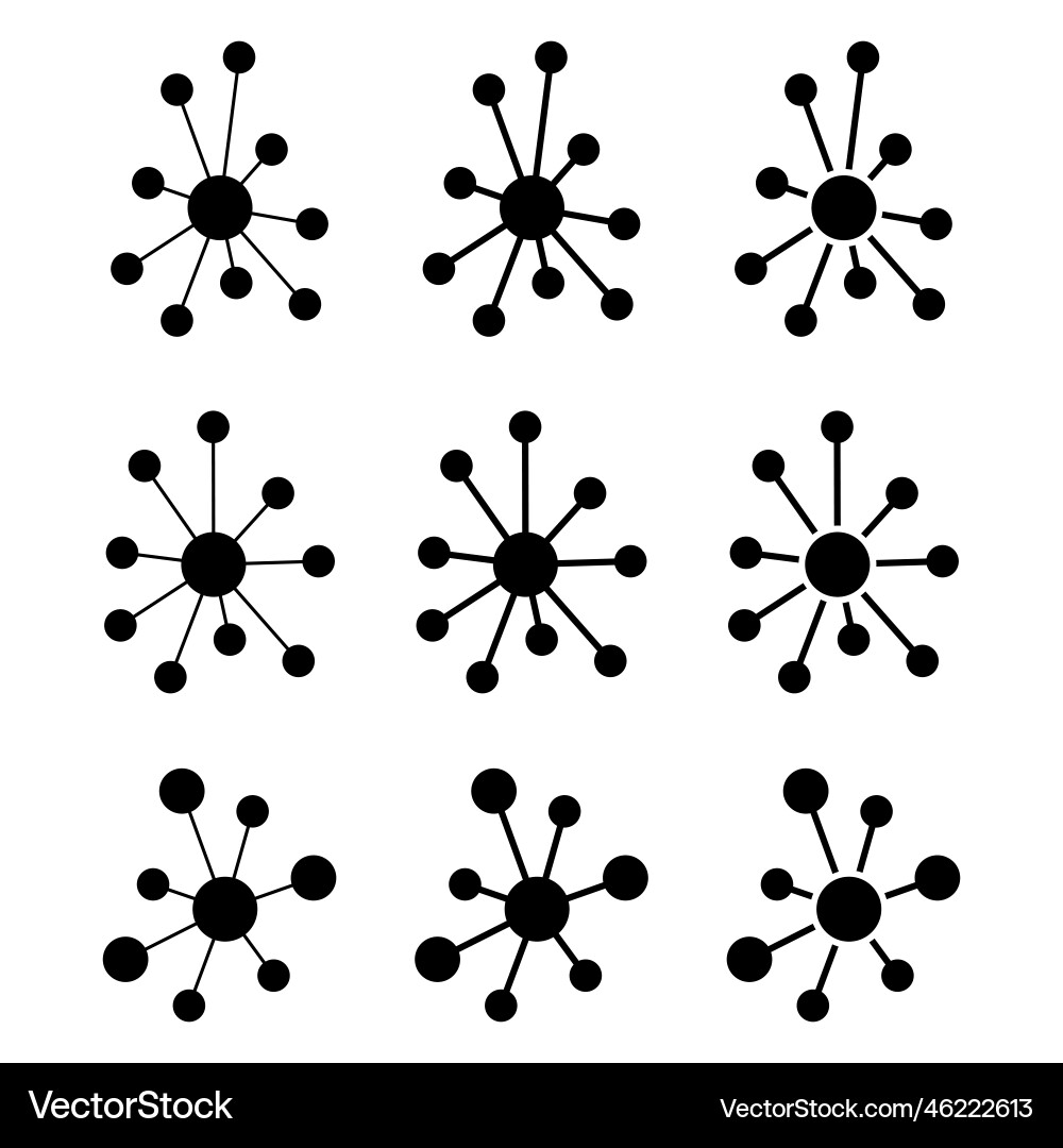 Set of hub flat network icon connect structure Set of hub flat network icon connect structure vector image