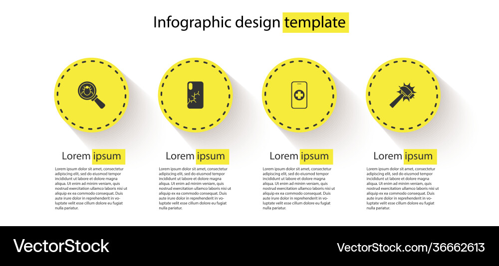 Set system bug mobile with broken screen phone Set system bug mobile with broken screen phone vector image