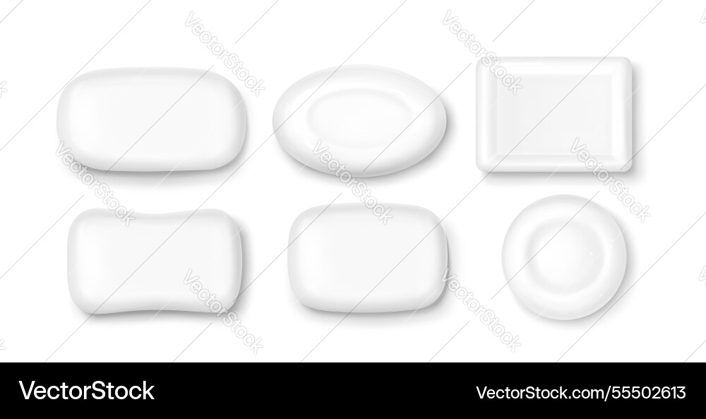 Soap bar 3d collection with different shapes vector image