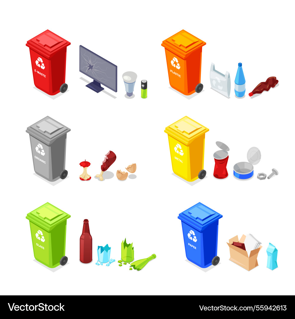 Sorting and recycling waste garbage multicolor Sorting and recycling waste garbage multicolor vector image