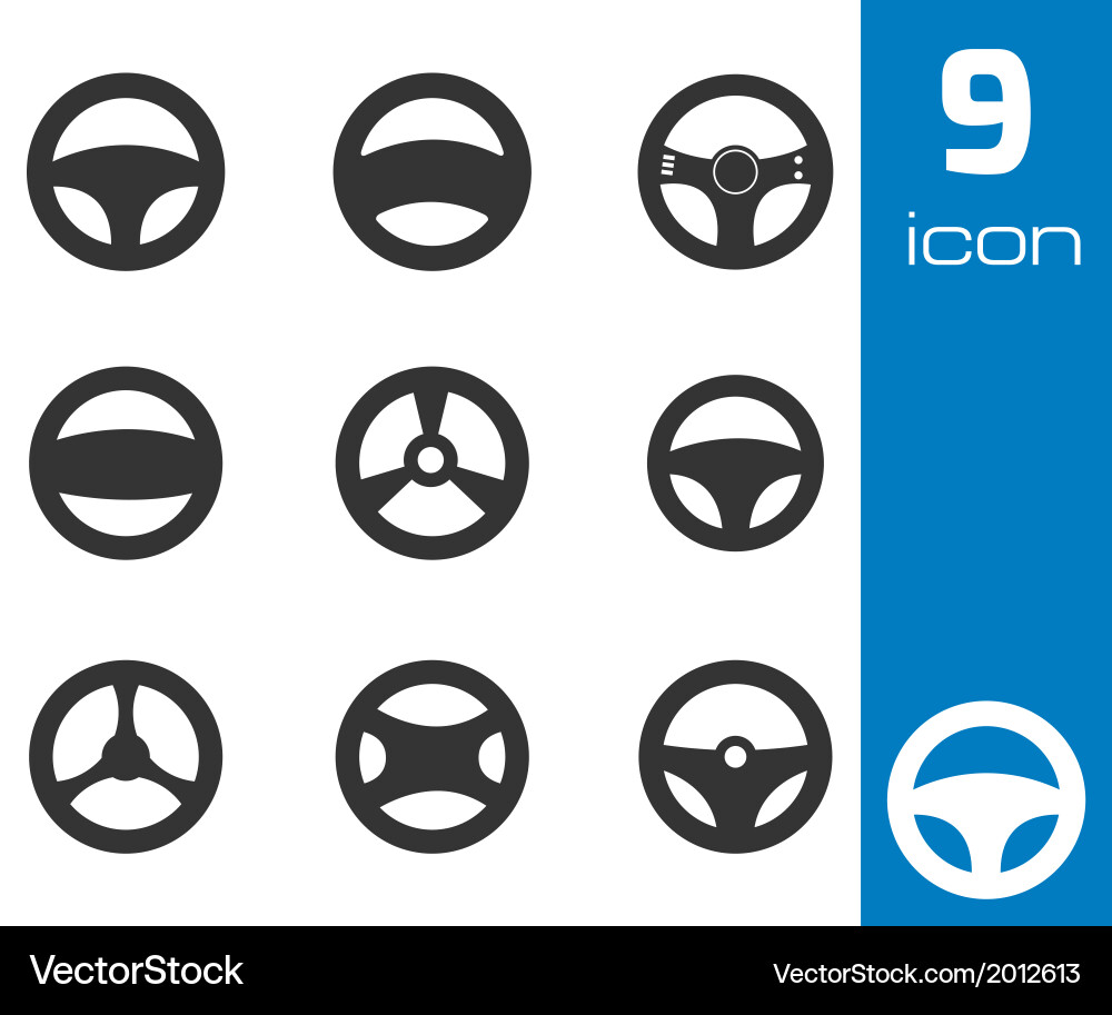 Steering Wheel Icons Set Vector Image