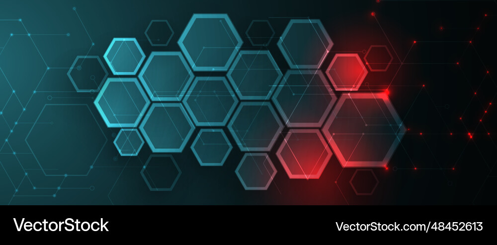 Technology banner design with hexagons abstract Vector Image