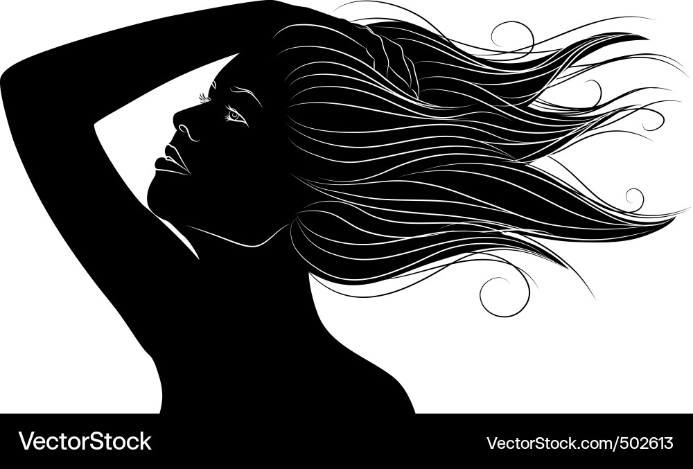 Woman Silhouette - Profile View Vector Image