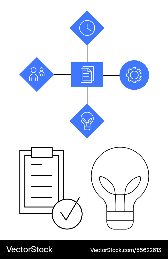 Workflow process with time teamwork creativity Workflow process with time teamwork creativity vector image