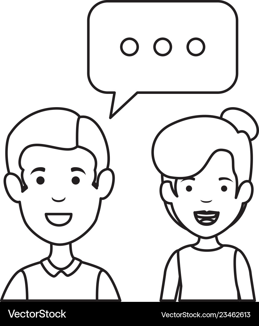 Young couple with speech bubble characters Young couple with speech bubble characters vector image
