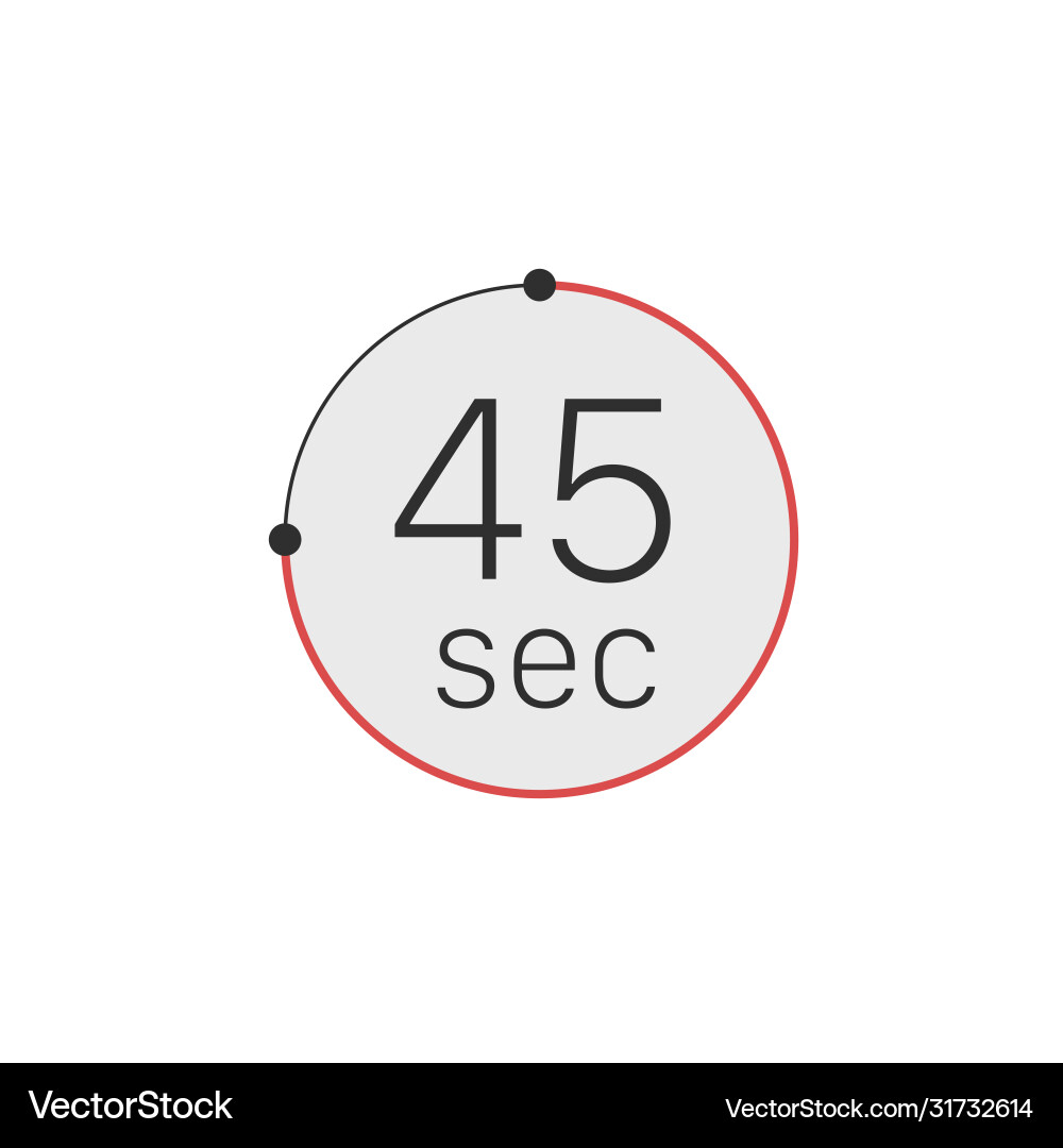 45 seconds timer stopwatch or countdown icon time vector image