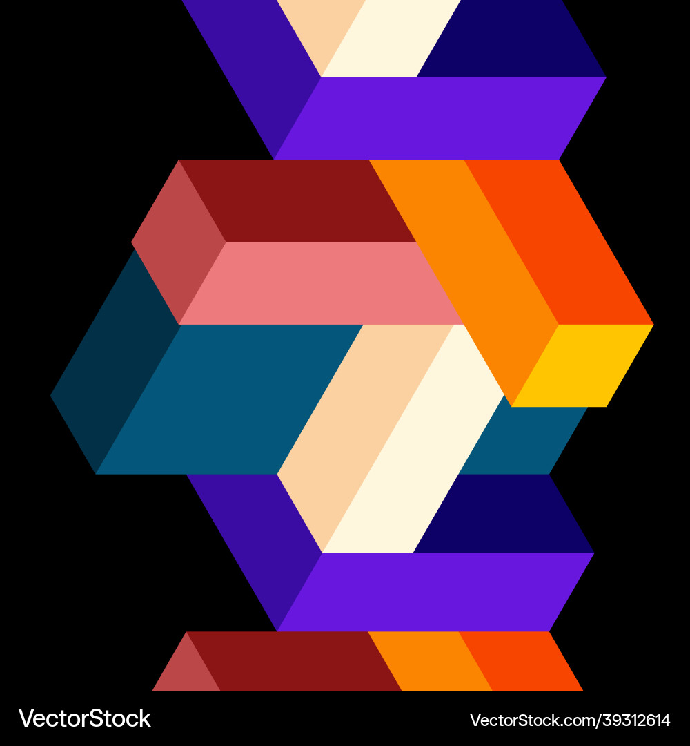 Abstract background 3d cubes cubic elements vector image