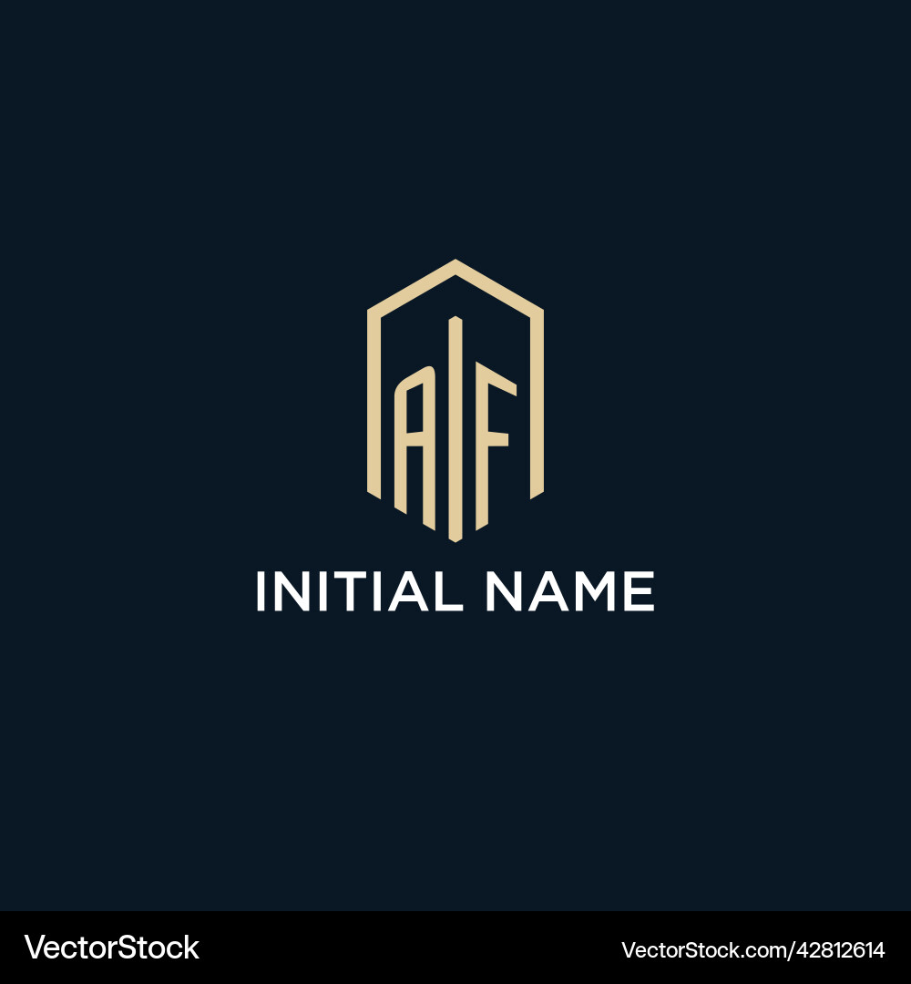 Af initial monogram logo with hexagonal shape Af initial monogram logo with hexagonal shape Vector Image