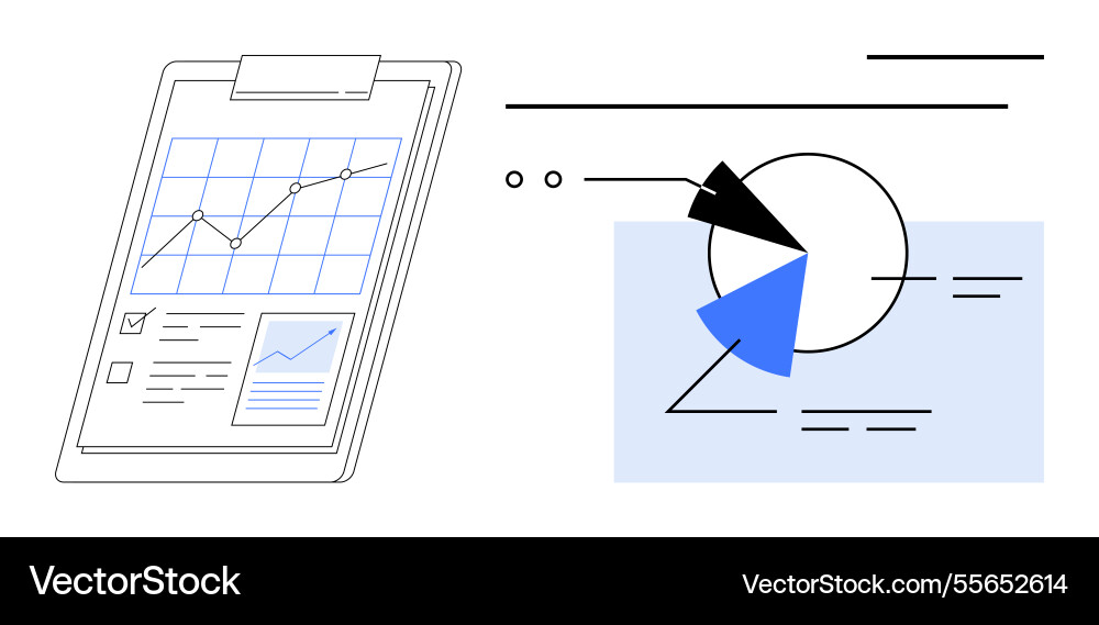 Analytical clipboard and pie chart with data Analytical clipboard and pie chart with data vector image