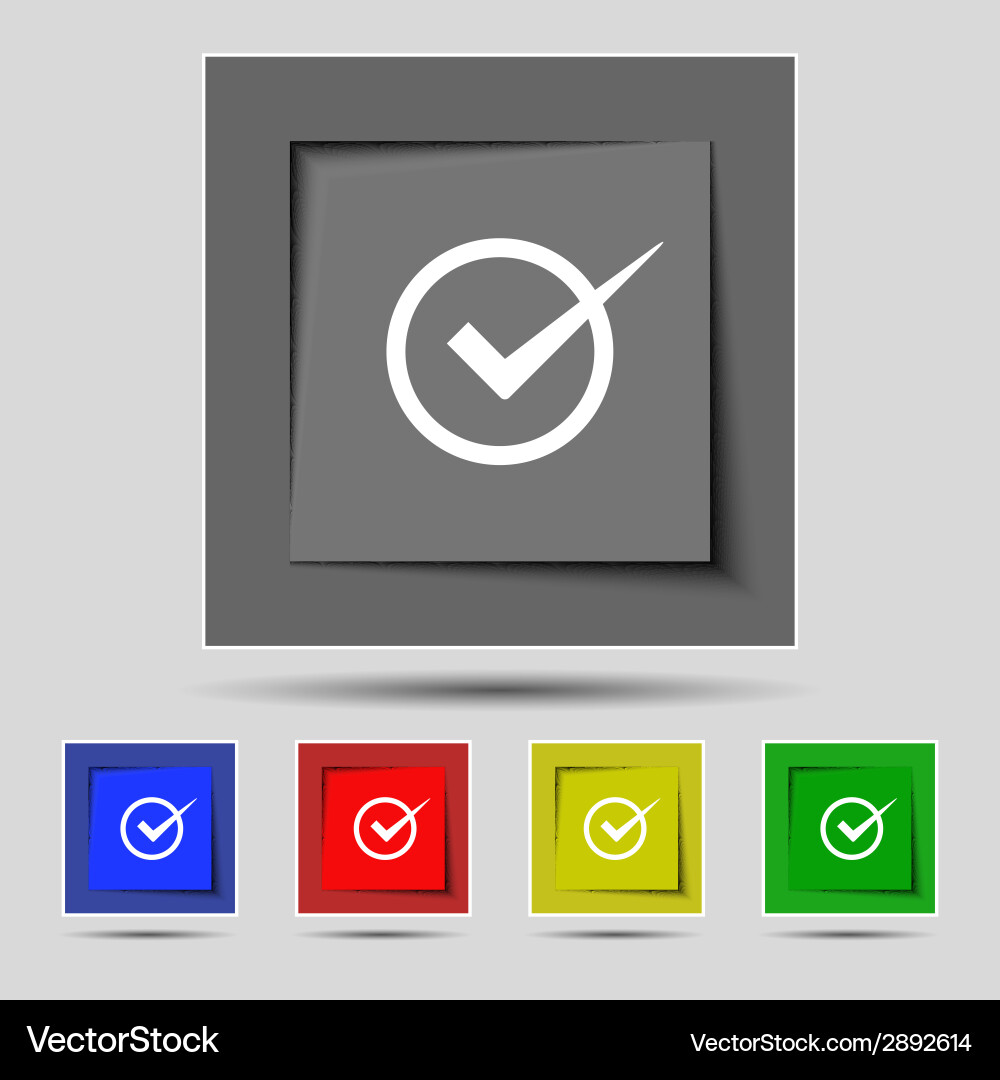 Überprüfen Sie die Markierungszeichen-Symbol-Checkbox Taste gesetzt Farbe Überprüfen Sie die Markierungszeichen-Symbol-Checkbox Taste gesetzt Farbe vektorbild