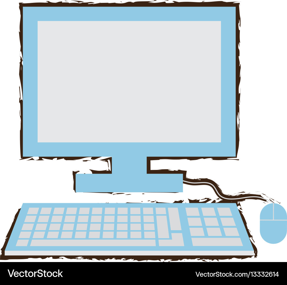 Computer school learn sketch Vector Image