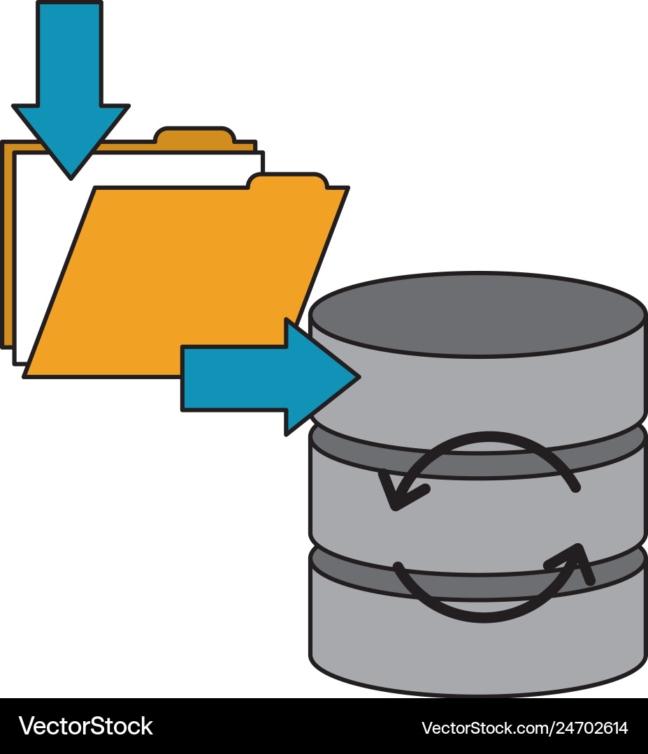 Data center disks with folder isolated icon Vector Image
