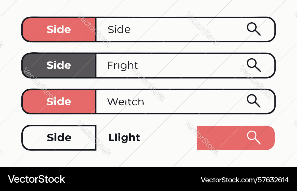 Dynamische Web-ui-Suchleisten-Tasten setzen Design vektorbild