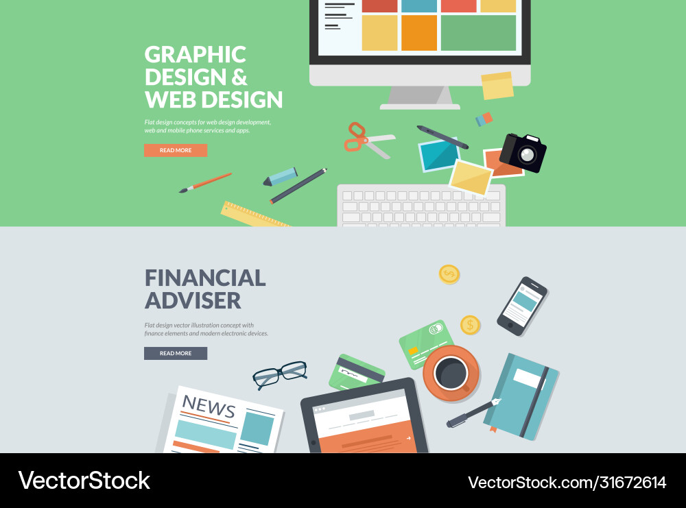 Flat design concepts for graphic and web Flat design concepts for graphic and web Vector Image