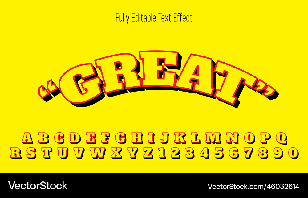 Great - editable font effect text Great - editable font effect text vector image