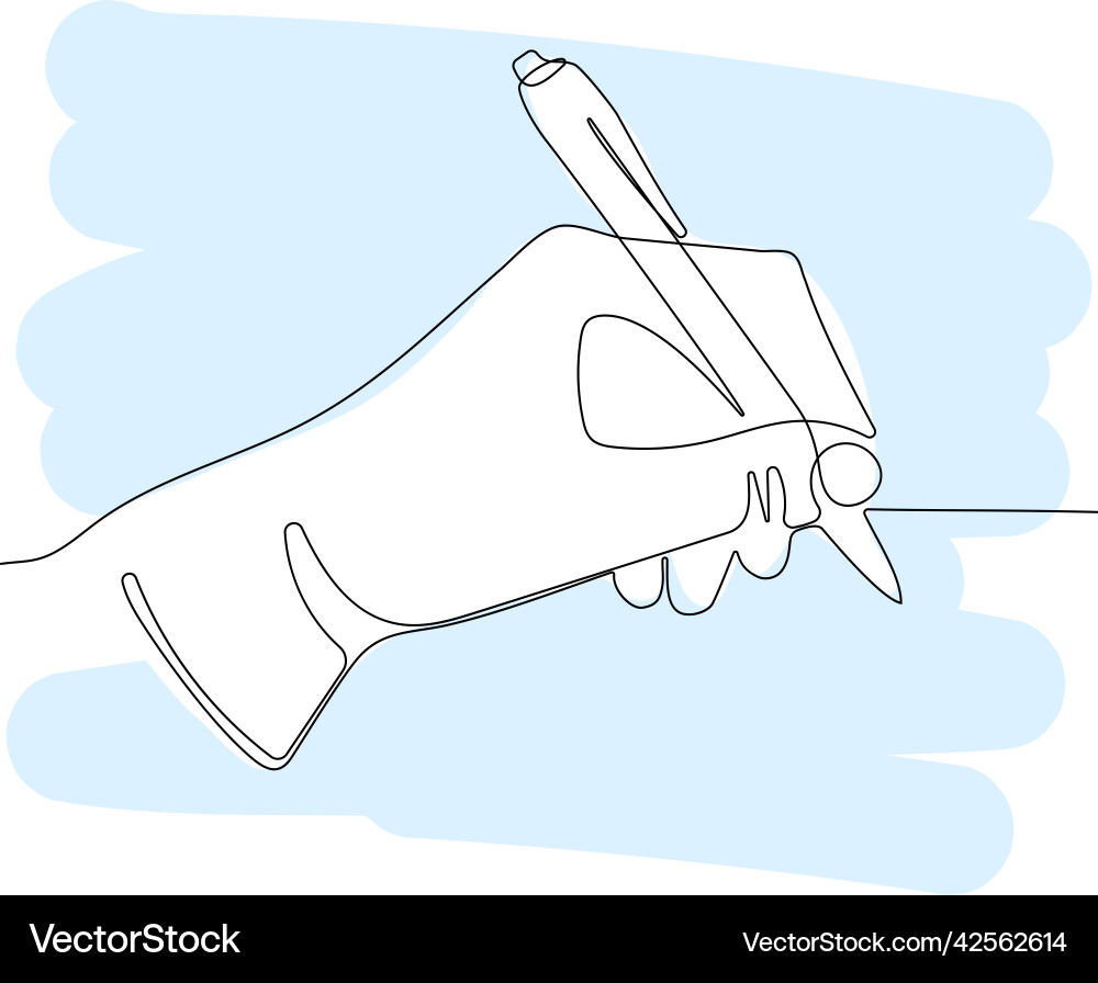 Hand Signing Contract - Single Line Art Vector Image