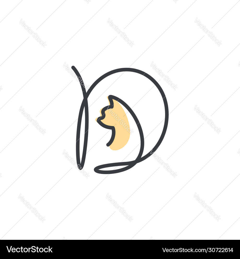 Initial mono-line d cat Initial mono-line d cat vector image