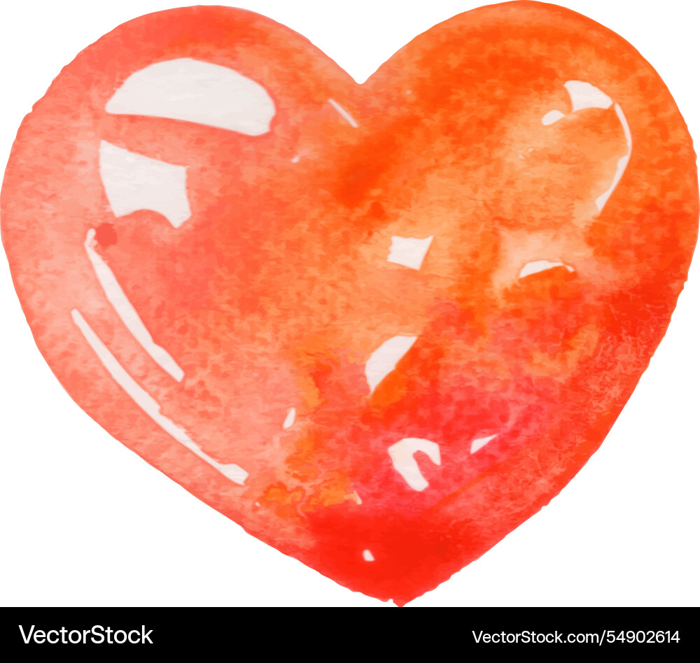 Orange and red heart shape watercolor Orange and red heart shape watercolor vector image