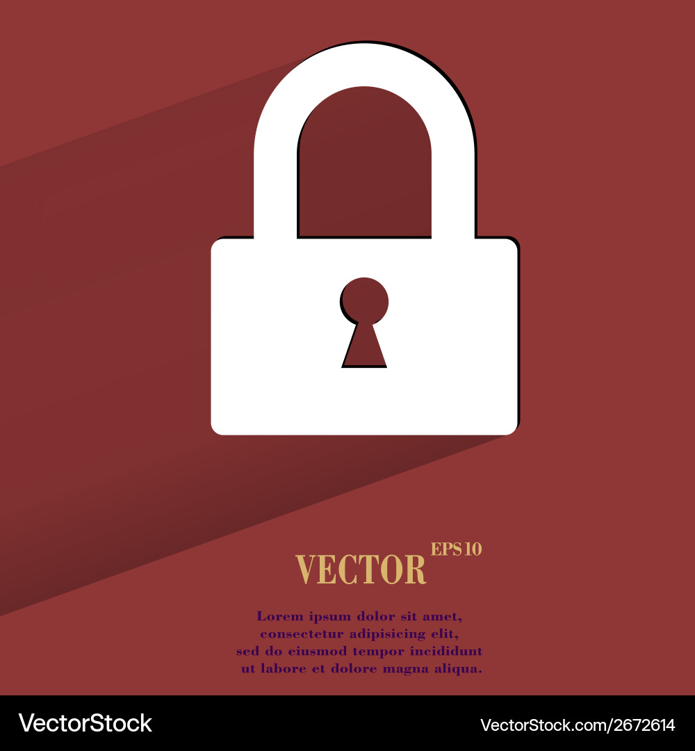 Padlock flat modern web button with long shadow vector image