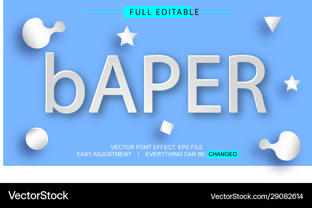 Paper style shadow text effect design editable Paper style shadow text effect design editable vector image