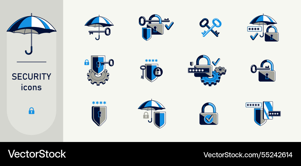 Password access shield and padlock with key Password access shield and padlock with key vector image