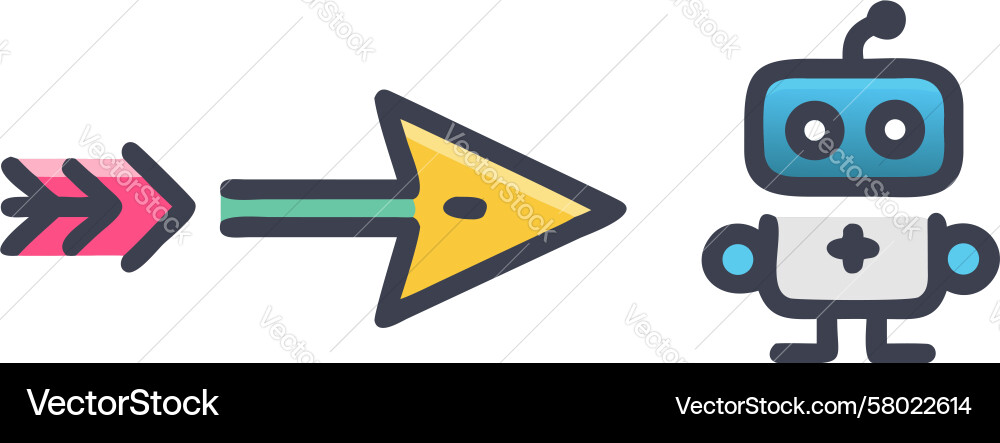 Robot with Two-Way Arrow Vector Image