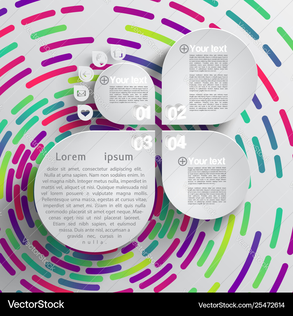 Rounded shape with shadow and colorful circle vector image
