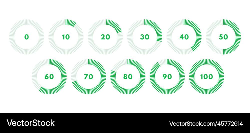Set of green circular progress bar timer icon Set of green circular progress bar timer icon vector image