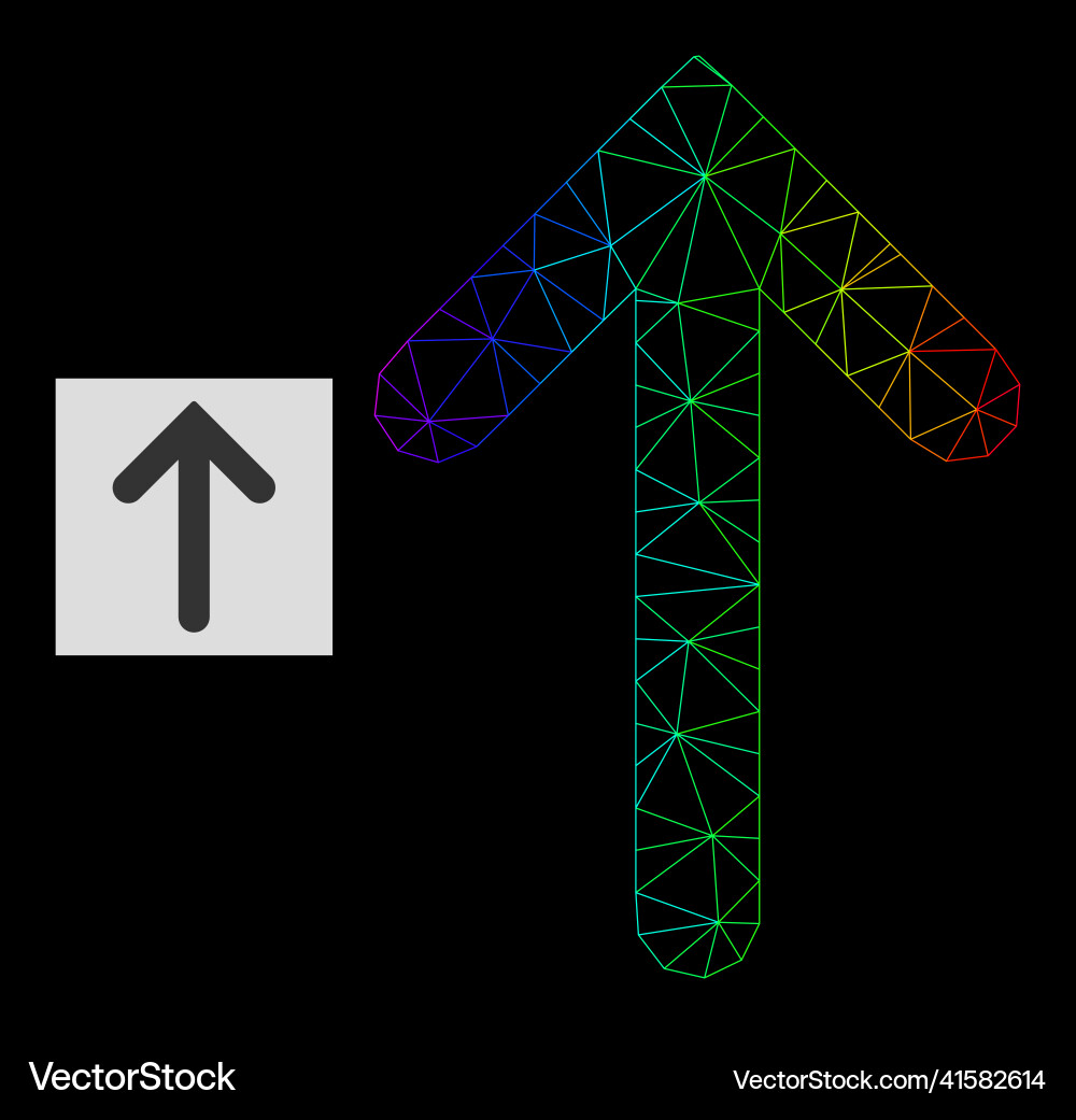 Spectrum gradiented polygonal mesh up arrow icon Spectrum gradiented polygonal mesh up arrow icon vector image