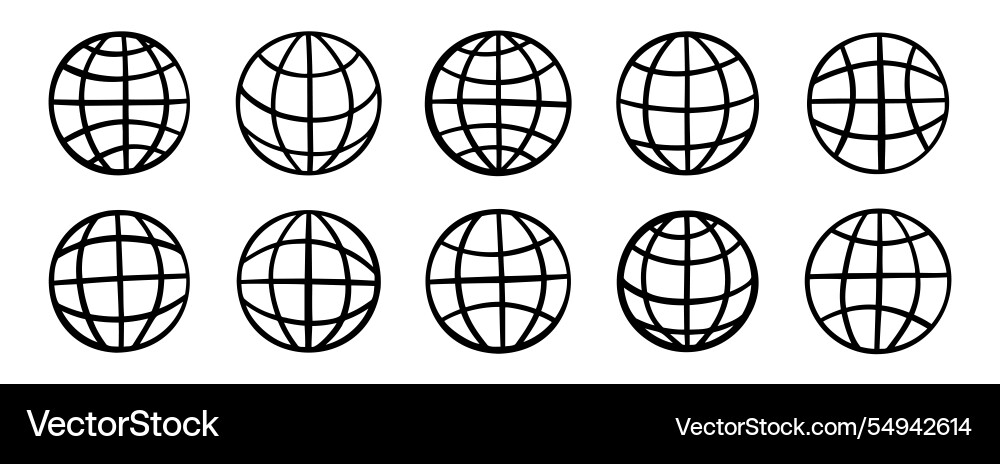 Website globe doodle hand drawn icon set outline Website globe doodle hand drawn icon set outline vector image