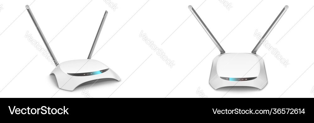 Wifi router front and side view isolated mockup vector image