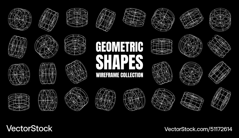 Wireframe lined shapes perspective mesh 3d grid Wireframe lined shapes perspective mesh 3d grid vector image