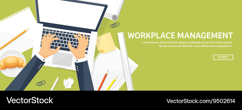 Workplace with table and computer Vector Image