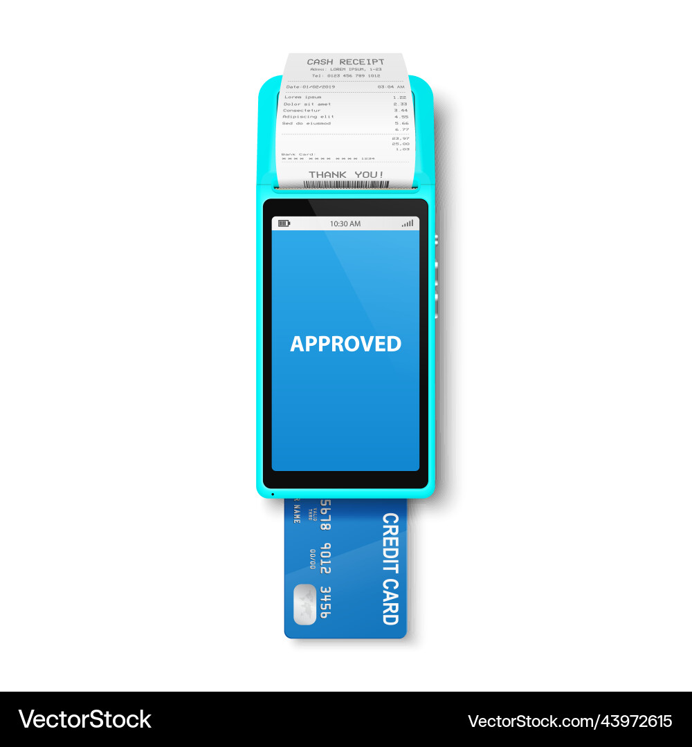 3d nfc payment machine with approved status Vector Image