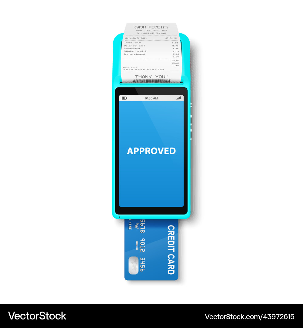 3d nfc payment machine with approved status vector image