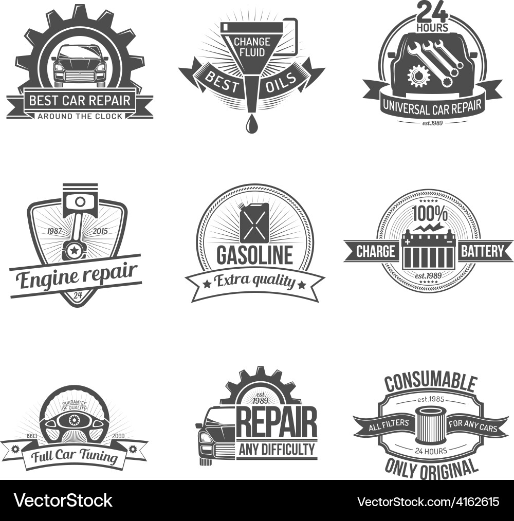 Auto Repair Emblem Set vector image