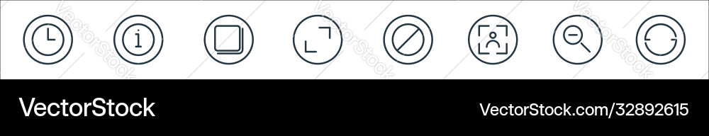 Camera line icons linear set quality Camera line icons linear set quality vector image